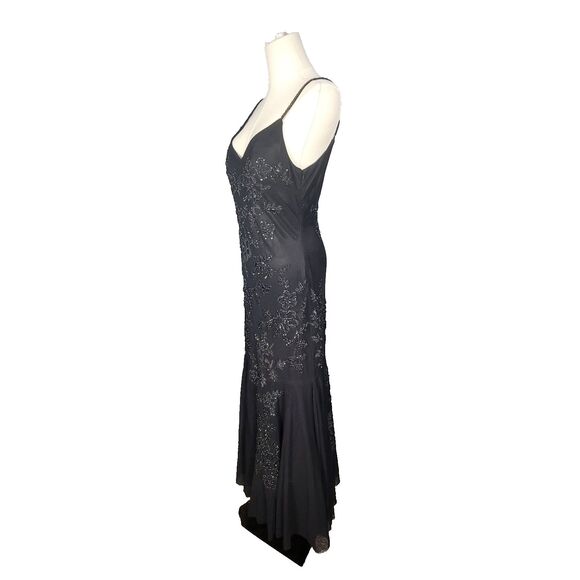 Sue Wong Nocturne Black Beaded Sequin Floral Long Evening Gown Size 8 Formal - Picture 8 of 17